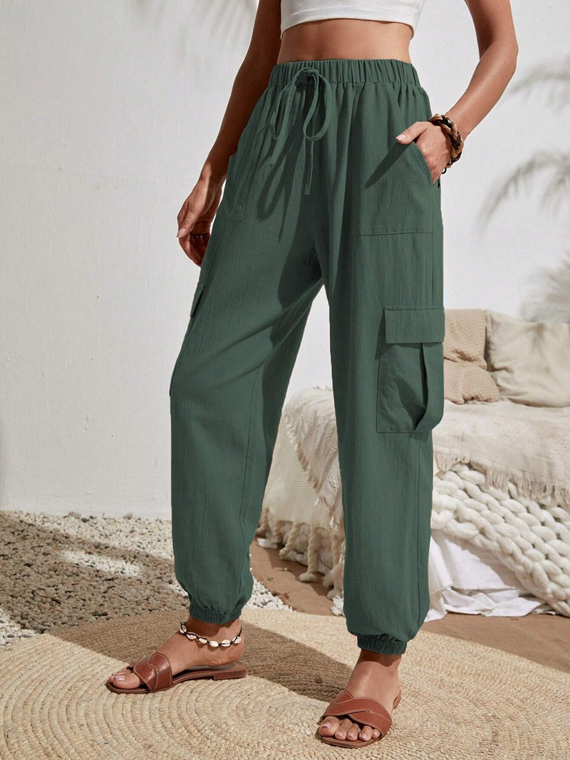Pantalones de Mujer para Trabajo Casual, Color Sólido Versátil, con Bolsillos, Primavera-Verano 2025, Ropa de Mujer Europea y Americana, Amazon, Tiktok, Temu image 12