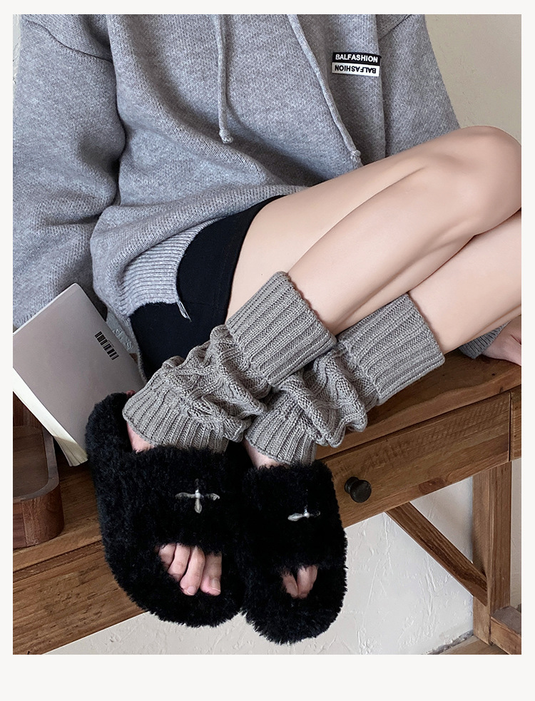Leg Warmers Cotton Socks Women's Knitted Wool Warm Stacked Socks Mid Length Diamond Shaped Turn Down Socks Autumn And Winter Retro Calf Leg Covers_voghion.com