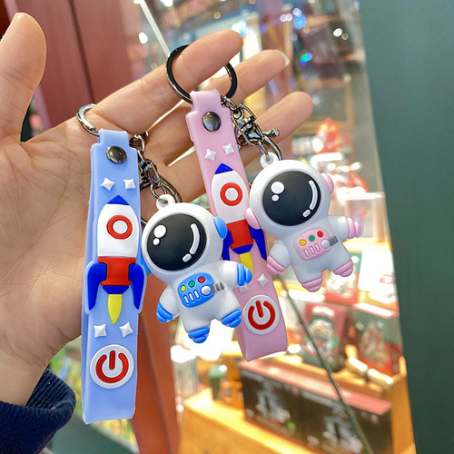 Cartoon Astronaut Keychain Decor Cute School Bag Anti-Lost Space Alien Figurine Hook Decor for Handbag Accessory