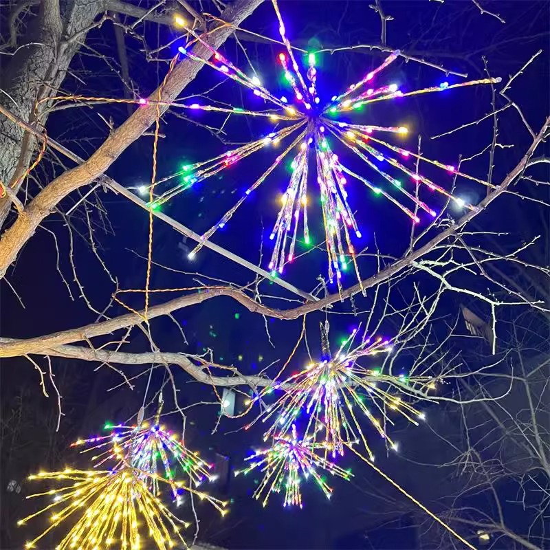 lámpara de fuegos artificiales LED al aire libre impermeable lámpara de modelado festivales llenos de estrellas iluminación de la calle colgando árboles lámparas de color