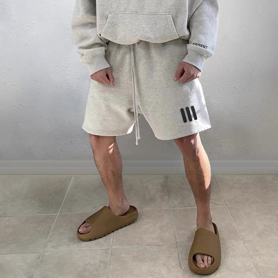 Todo-fósforo casual americano calle retro tendencia casual pantalones de cinco puntos para hombres pantalones cortos de pierna ancha pesados sueltos de verano para hombres