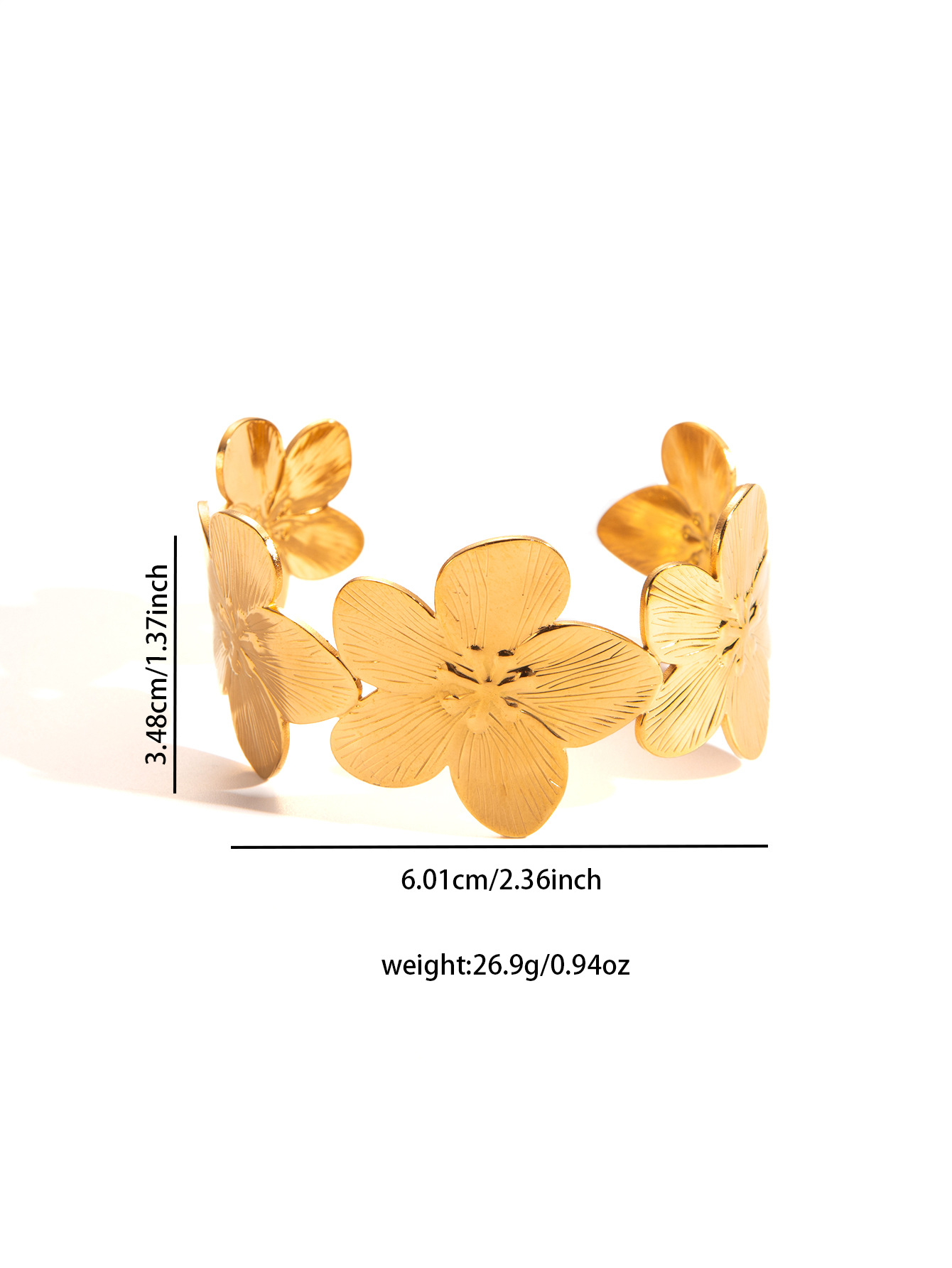29g Weight 18K Gold Plated Plating Material Bangle Classification Titanium Steel Chain Material 1 Piece Quantity Casual, Party, Street Occasion Titanium Steel Material Flower, Butterfly Pattern All Seasons Season Women's Gender Plating Design IG Style Style Gold Color IG Style Flower Butterfly Titanium Steel 18K Gold Plated Bangle In Bulk 30