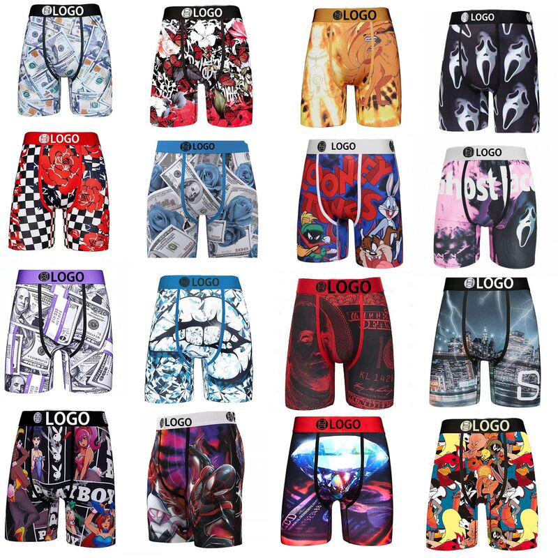 [Bross-Border Hot Item] American Trendy Brand Psd Men's Underwear Printed Sports Running Fitness Boxing Briefs