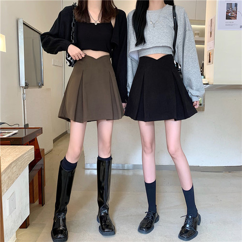 Irregular women's high-waist plus-size A-line maxi skirt for spring and summer, slimming for plus-size women, JK short skirt.