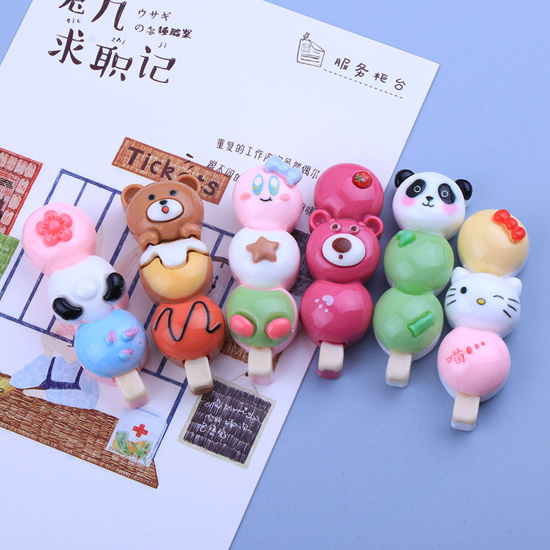 New Cartoon large string diy cream rubber hair rope hairpin refrigerator sticker material resin jewelry accessories wholesale
