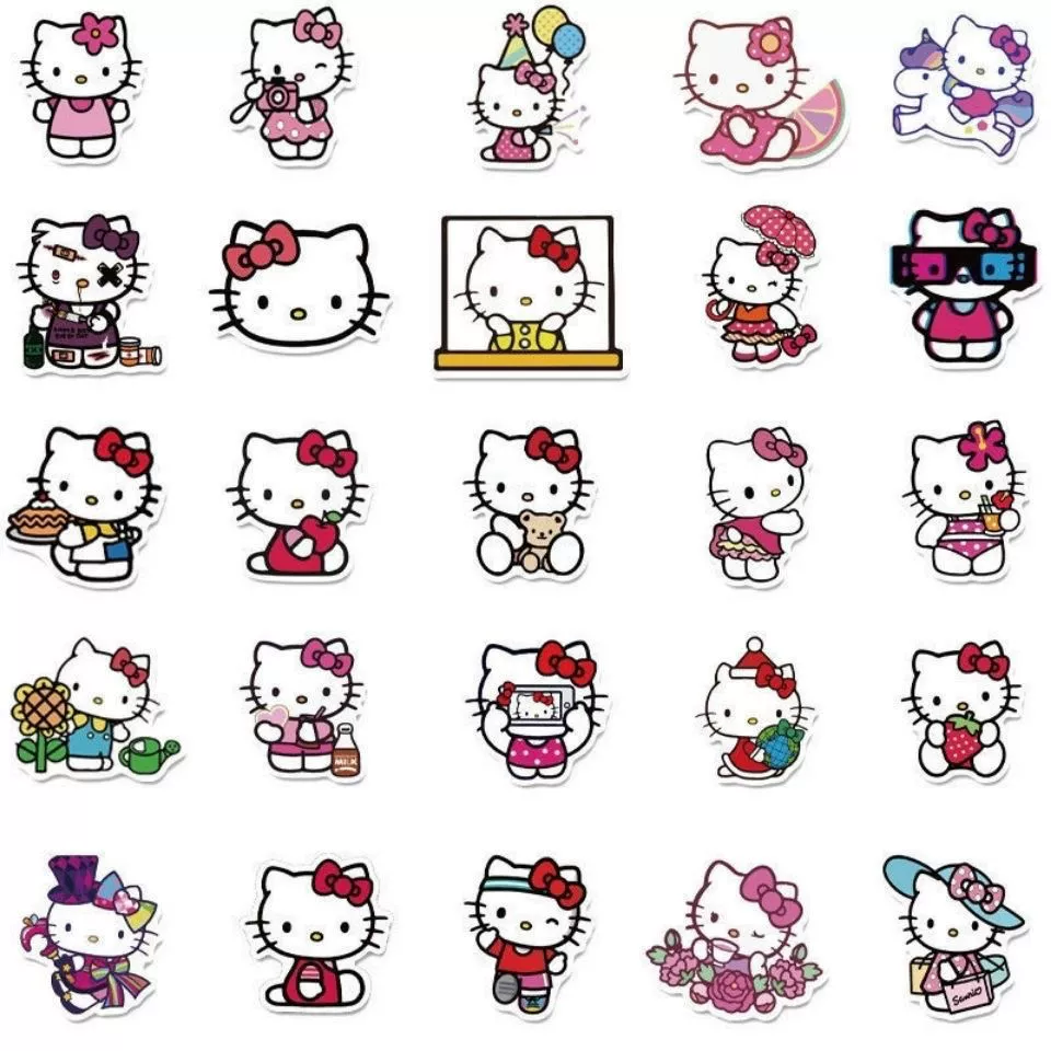 Набор стикеров Hello Kitty — мультяшные наклейки для ноутбука и телефона с коробкой для хранения
