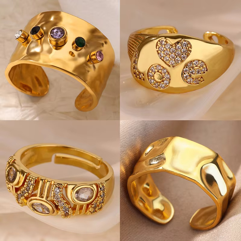 Wholesale Jewelry Elegant Modern Style Geometric Copper Adjustable Ring Open Rings display picture 1
