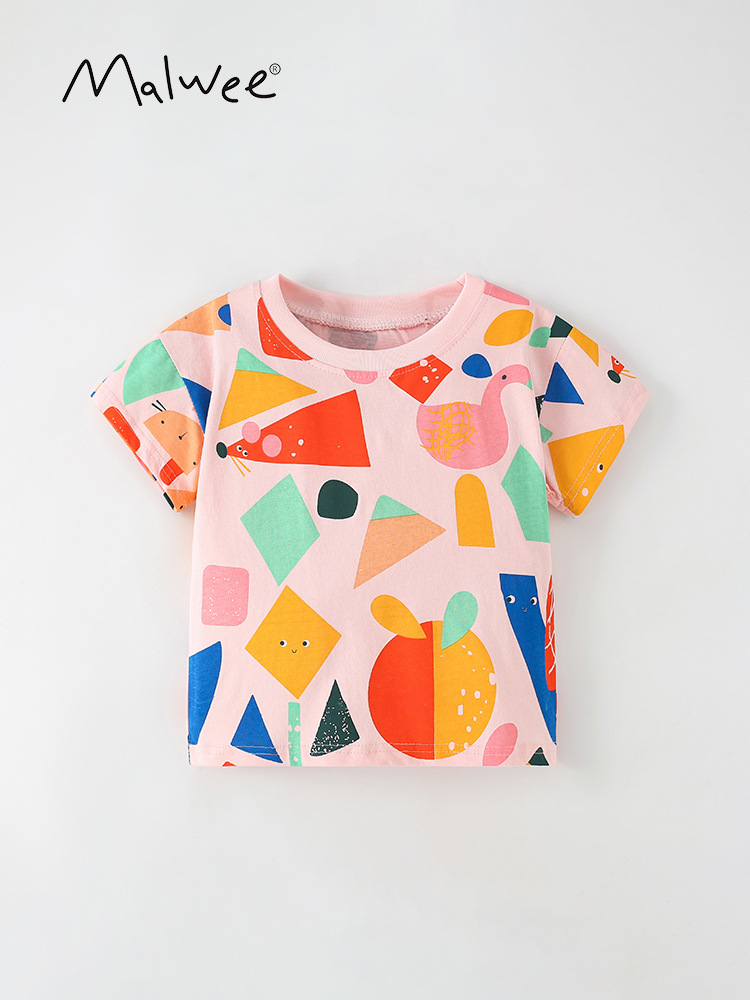 Cruce fronterizo malwee camiseta infantil de verano nuevo estilo europeo y americano para niños de media edad cuello redondo camiseta casual de manga corta