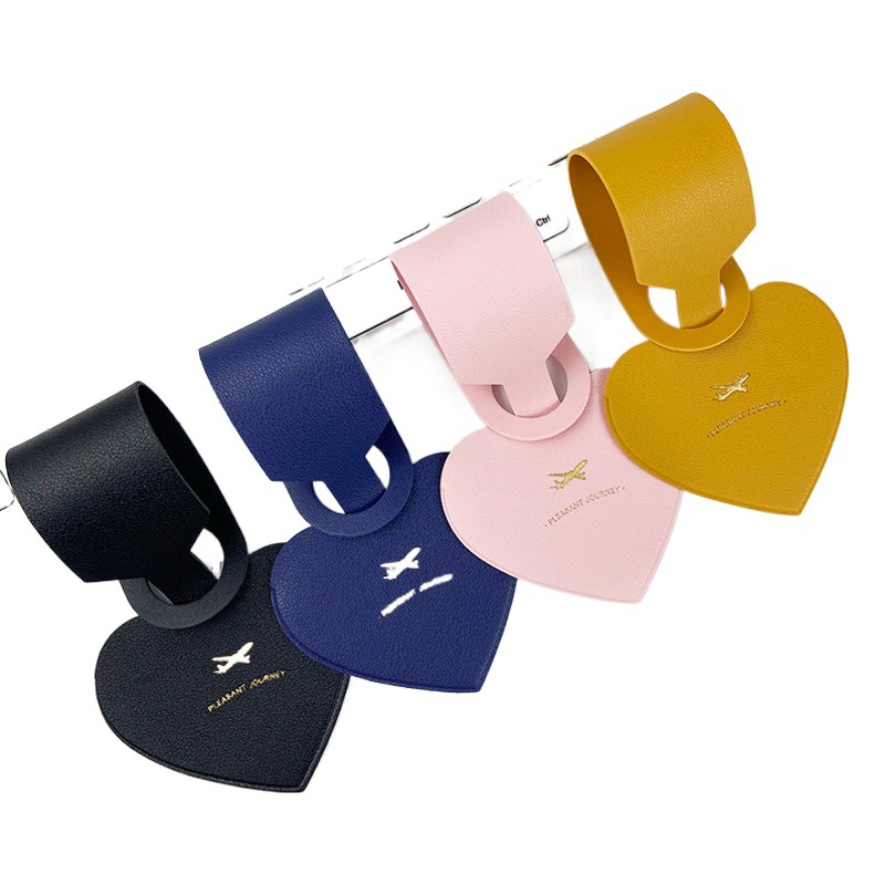 Transfronterizo en stock pu cuero equipaje etiqueta correa de cuero Flip lanyard con tarjeta de papel Nombre de envío tarjeta de embarque