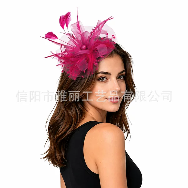 New Amazon Bridal Mesh Headpiece for Banquets, Balls, Fascintor, Horse Racing Festival Hat, Hair Accessory Wholesale