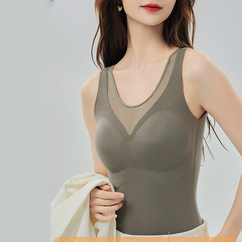 Топ с чашками, нижнее белье, утепляющий топ, корейский стиль, slim fit, V-образный вырез