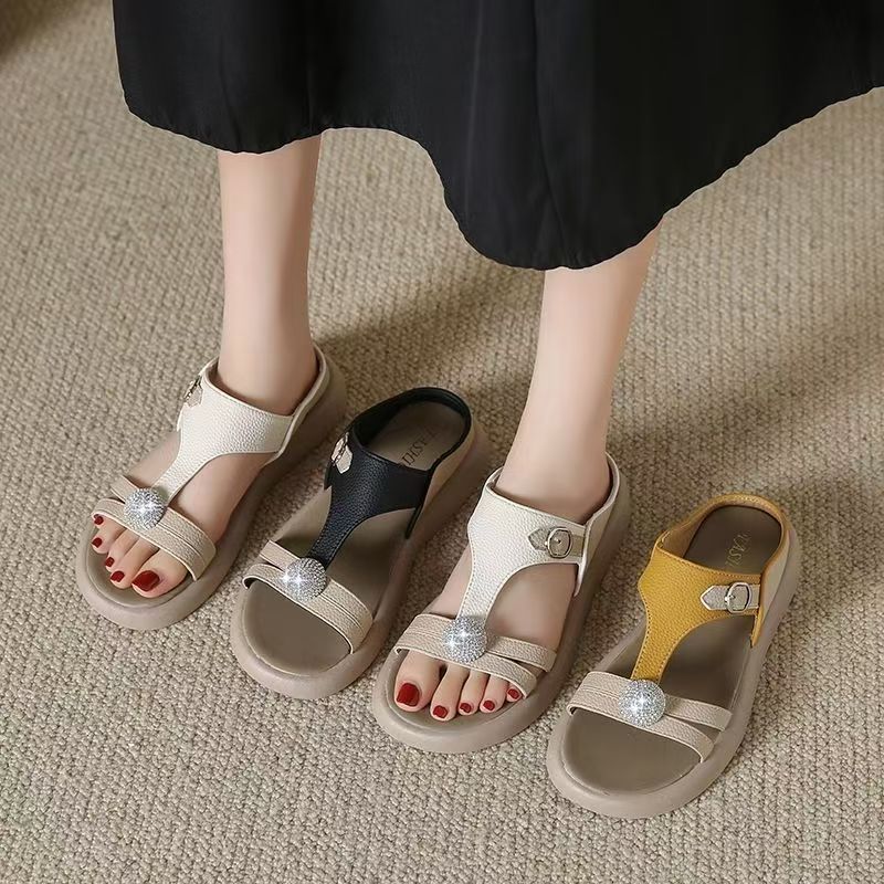 Moda versátil sandalias de dopamina 2026 verano nuevas sandalias de dama plana estilo extranjero cómodas sandalias romanas para mujeres