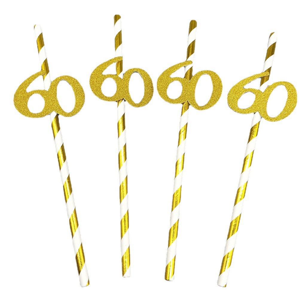 En stock tarjeta digital paja 30 40 50 60 cumpleaños fiesta postre pastel decoración papel paja