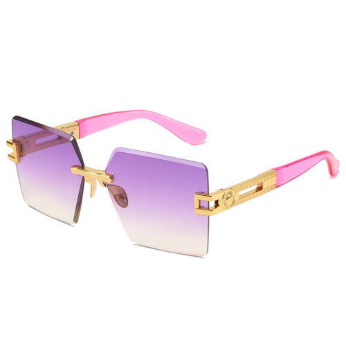  New Frameless Diamond Cut Square Sunglasses European and American Wear Sunglasses Ladies Trendy Brand Ins Glasses