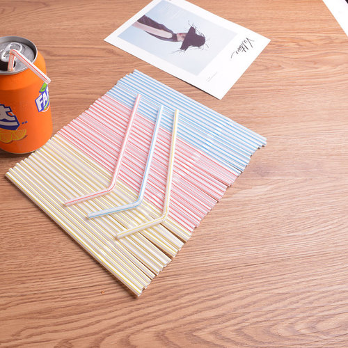 Double children's straws disposable bendable color canned drinks soy milk cola children's plastic straws wholesale
