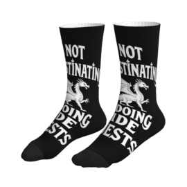 NOT PROCRASTINATING龙纹中筒袜 跨境专供DND风个性潮袜
