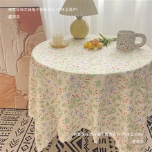 韩国复古碎花绒布田园布艺蕾丝边餐桌布背景台布茶几布长方形