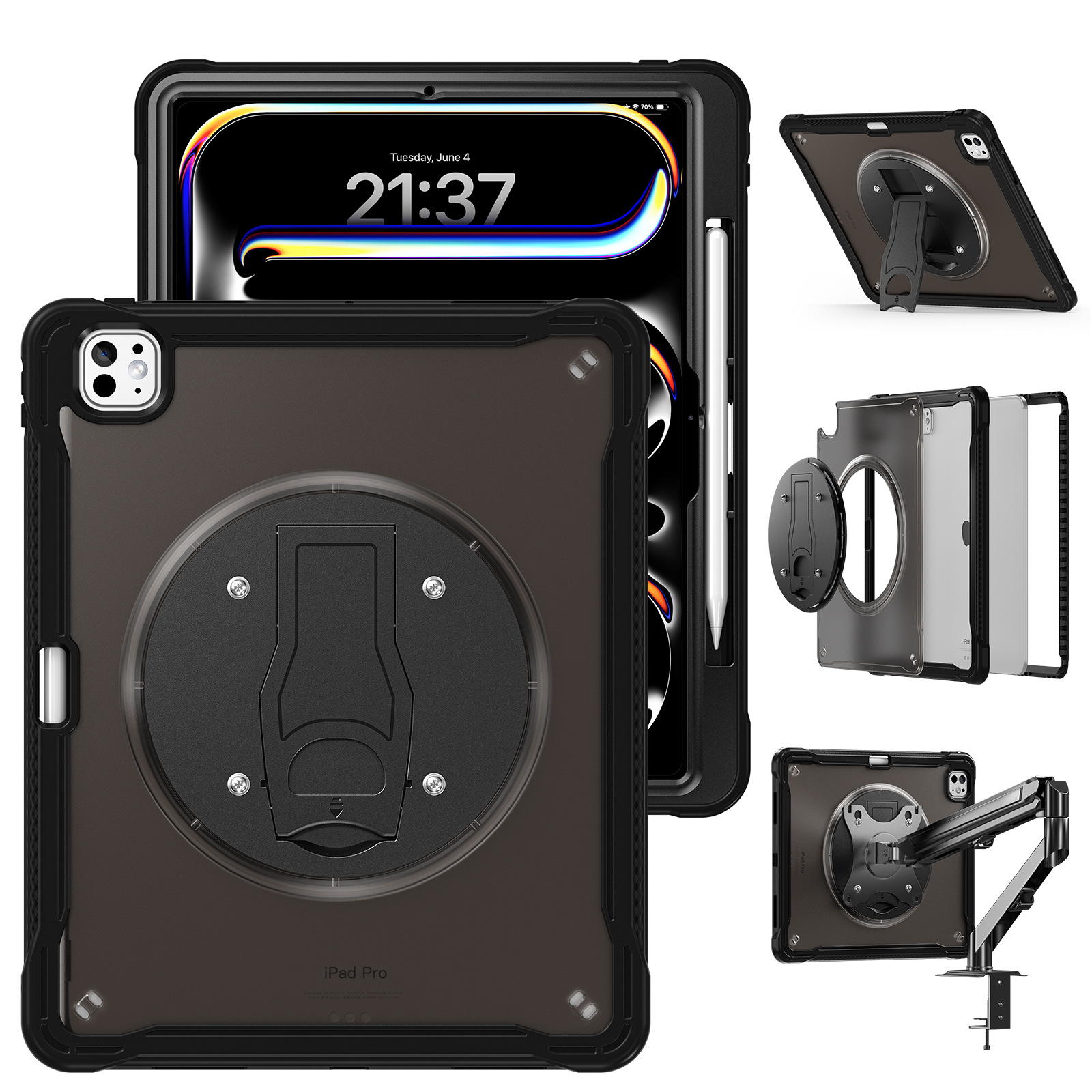 Suitable for iPad Pro 13 2024 Adsorption Pen Slot Quick Release Study Desktop Suspended Tablet Protective Cover