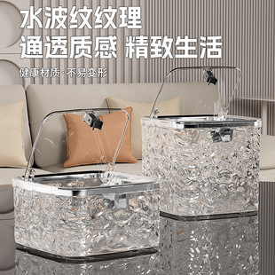 Desktop Trash Can, Light Luxury Transparent Push-Type Storage Bin with Lid, Suitable for Home, Office Desk, and Car Storage