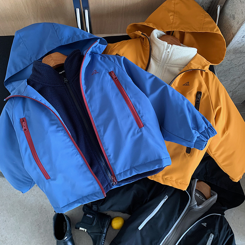 [Despacio especial de invierno sin reembolso] Kino niños encapuchados algodón chaqueta de invierno para niños 3 - en - 1 abrigo de asalto