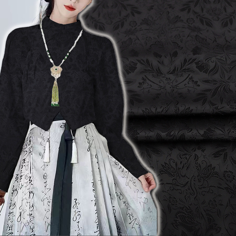 《花影》国潮上衣睡衣连衣裙中国风提花布料源头厂家服装面料