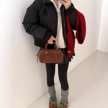 2025年冬季新款女生羽绒服白鸭绒百搭休闲宽松韩系纯色面包服外套