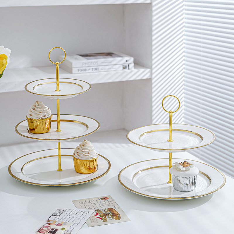 Plato de fruta de tres capas mesa de café de la sala de estar hogar plato de caramelo Pantalla de recepción merienda plato de postre de té de la tarde plato de postre