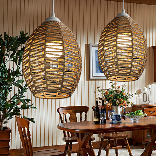 Cross-border imitation hemp rope woven lampshades, lamps and lighting for restaurants, hot pot restaurants, bed and breakfast chandeliers, lanterns, direct sales from origin