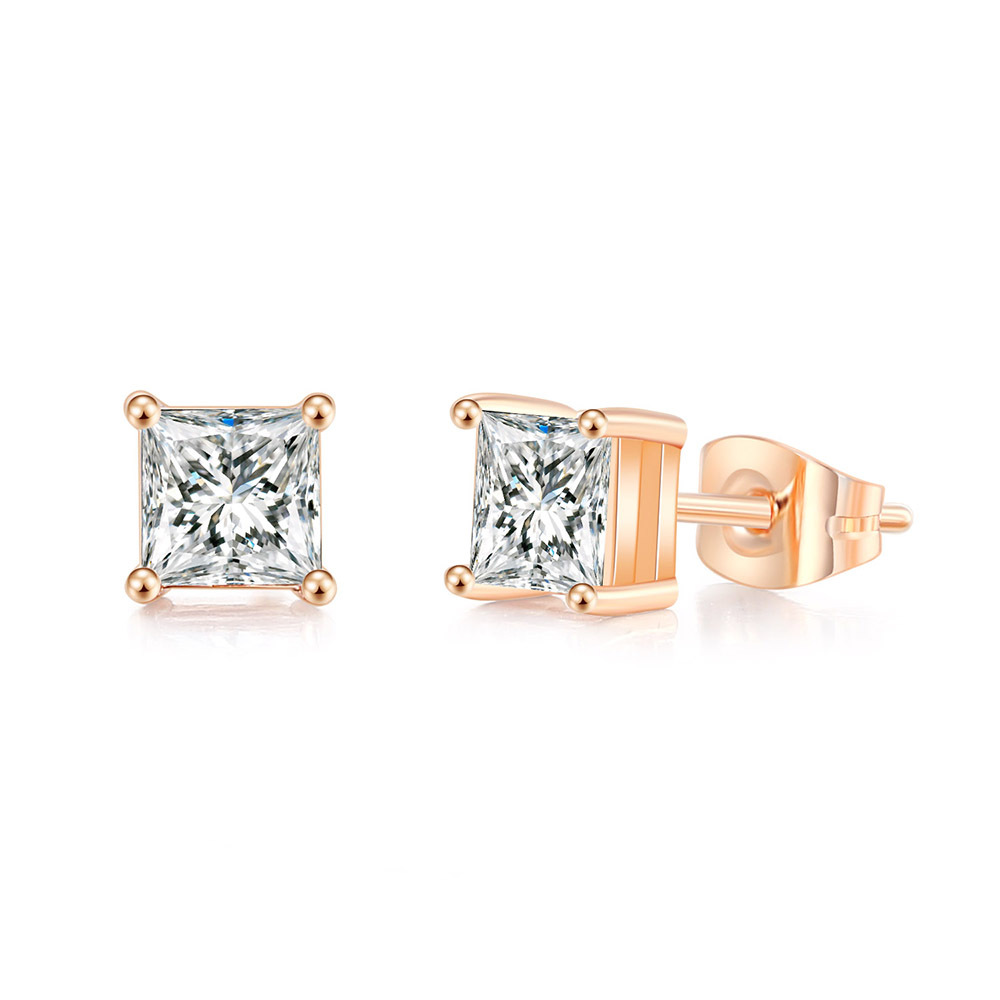 Classic Diamond Stud Earrings Geometric Zircon Fashion Jewelry_voghion.com