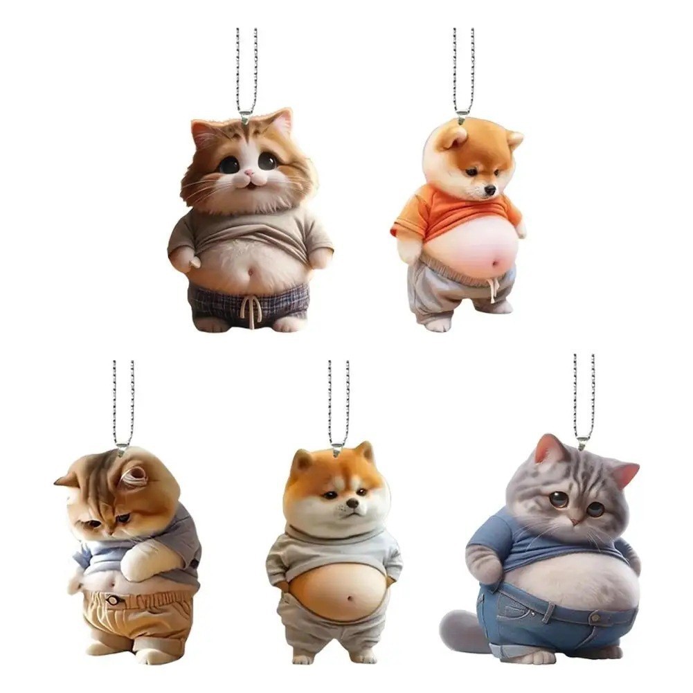 Nuevos productos transfronterizos Colgante de gato de vientre grande Mochila Accesorios para el hogar Colgante de automóvil plano acrílico 2D