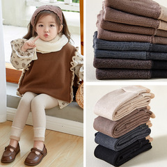 Children's autumn and winter pantyhose, warm nine-point pants, cotton pants, girls' velvet thickened leggings, baby one-piece pants for outer wear