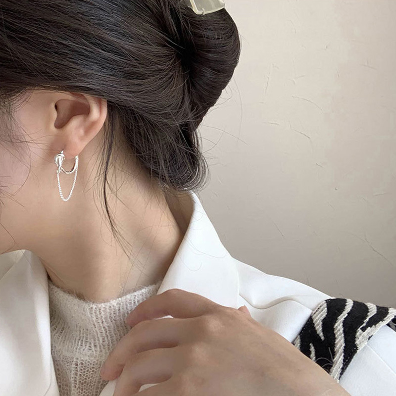 Earrings for Women with Unique Design, Knotted Hoops, Cool and Stylish, Minimalist Style, Trendy Influencer Fashion, Chain Ear Cuffs