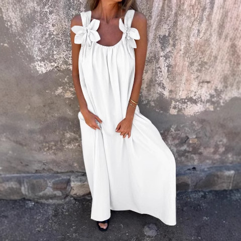 2025 cross-border Europe and America Amazon AliExpress summer new women's solid color lace fashion dress dress women