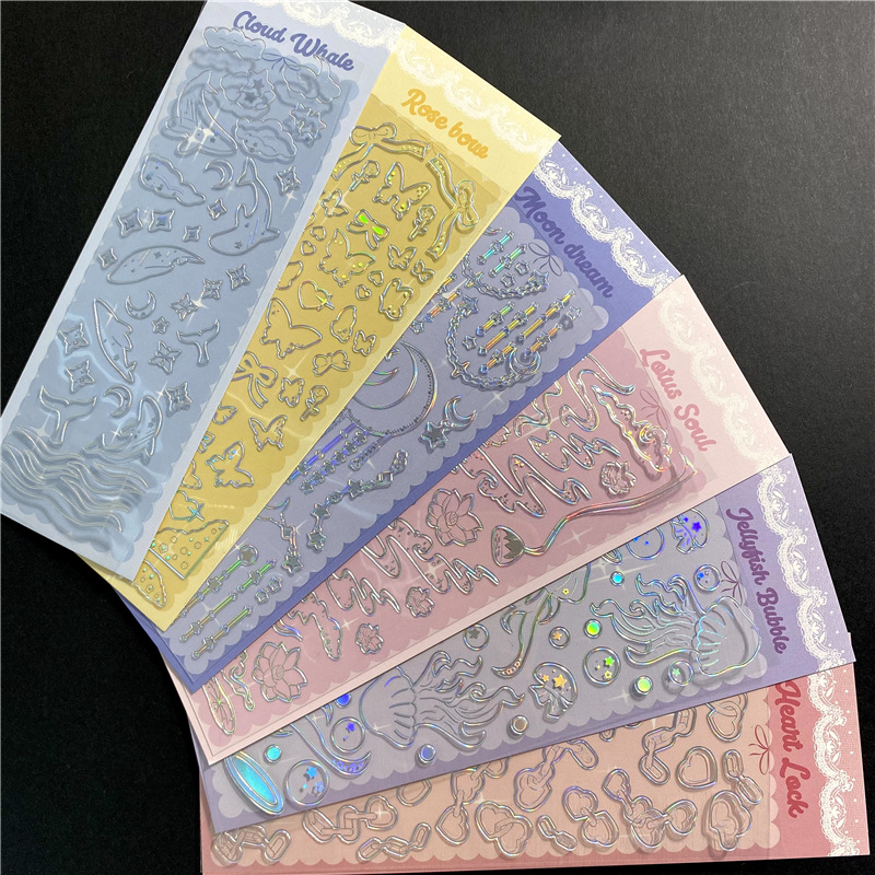 Soul dream series PET láser dorado goo tarjeta pegatinas mariposa medusas ballena sueño estrella persiguiendo pequeñas pegatinas de material de tarjeta