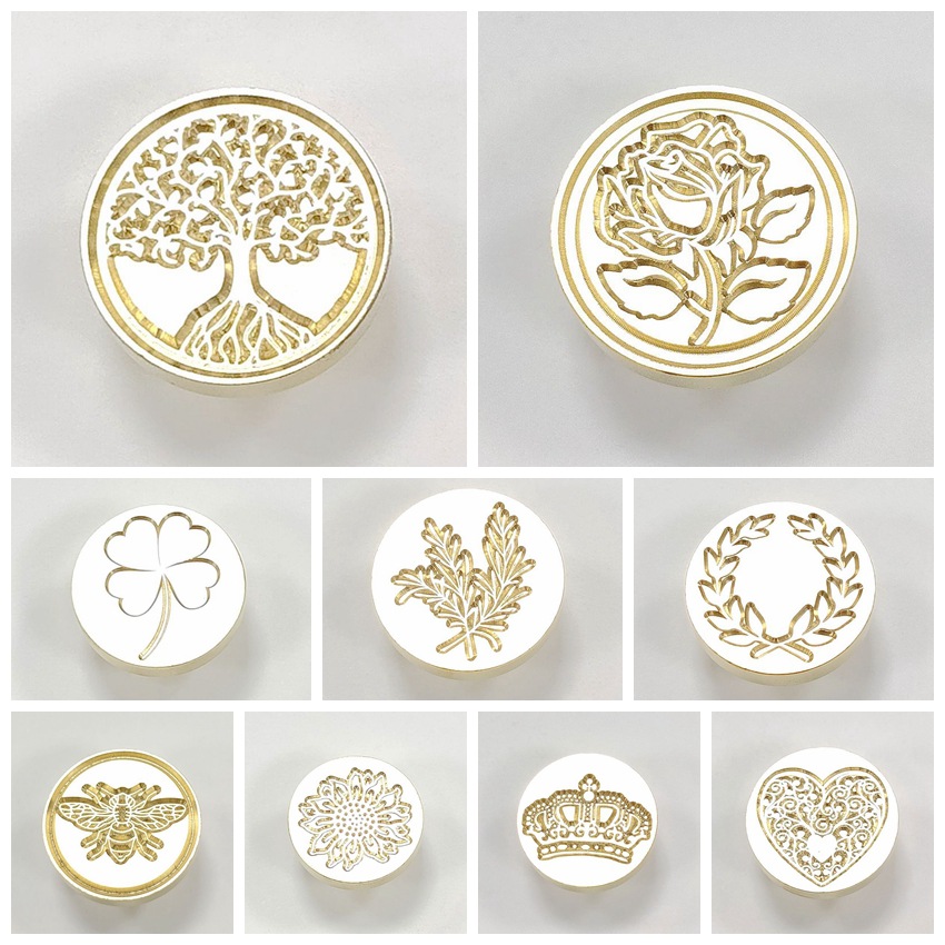 Factory Direct Supply Cross-Border Bestselling Enamel Seal with Copper Head Life Tree Rosemary Rose Sealing Wax Stamp Head