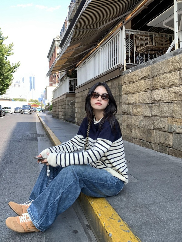 pusumede 牛仔计划 复古蓝色牛仔裤女宽松休闲慵懒阔腿拖地长裤子|undefined