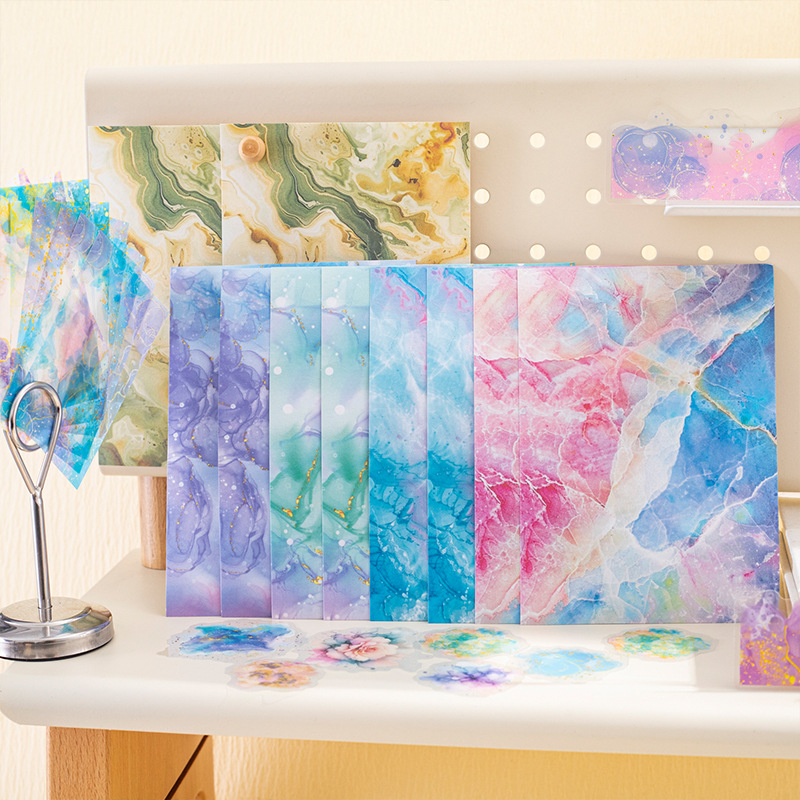 Un buen día, el paquete básico de material de mano manchado, la acuarela cura todos los días, el estilo europeo y el material de papel retro