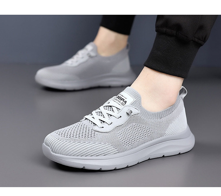 Giày thể thao nam lưới dệt thoáng khí, giày đi bộ du lịch phong cách thể thao, đế cao 1-3 cm — Màu be, màu xám, màu đen chi tiết 21