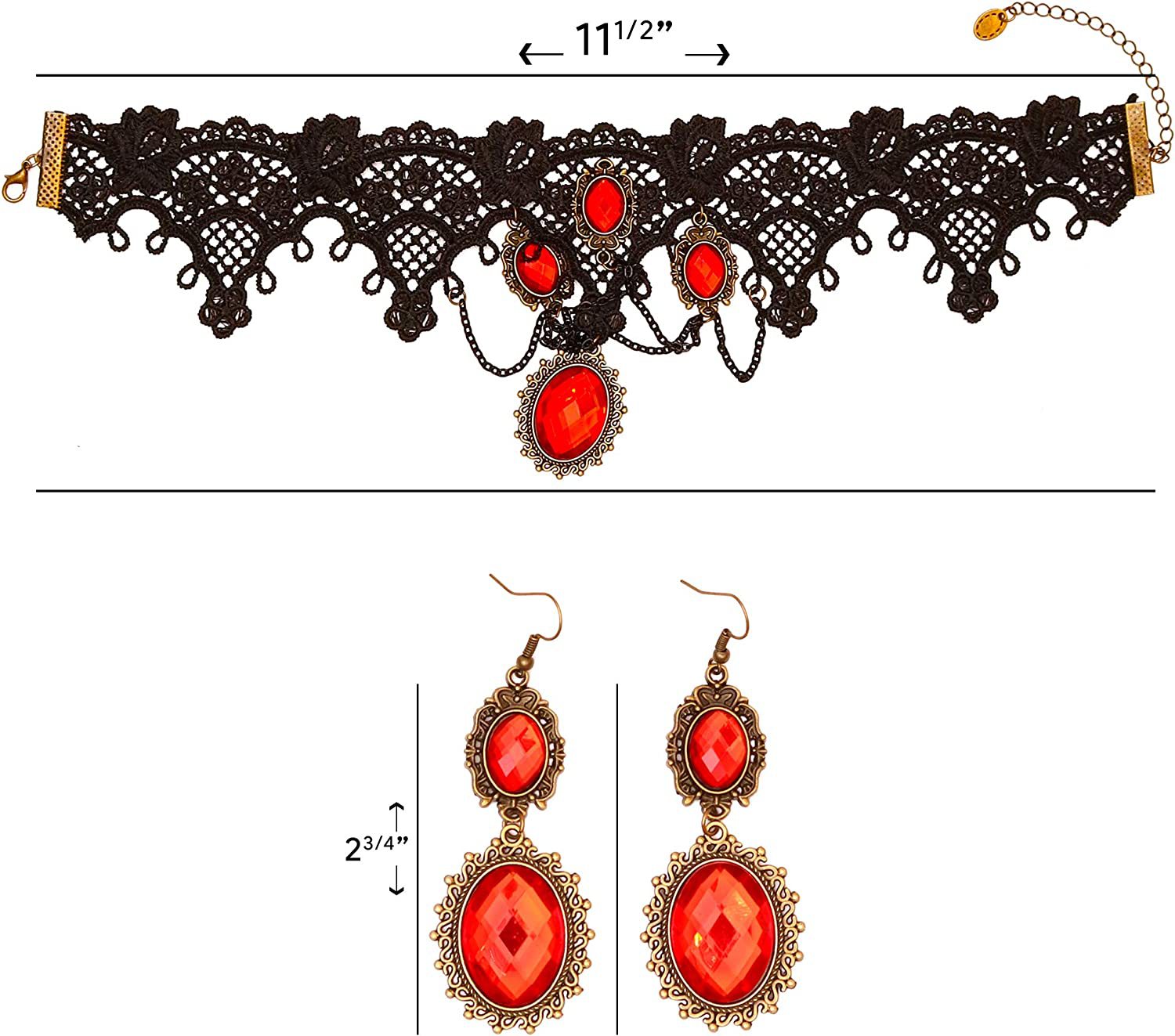 Wholesale Jewelry Gothic Retro Oval Flower Alloy Lace Resin Inlay Earrings Necklace display picture 1