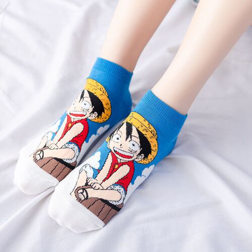 Korean ins cartoon anime One Piece socks spring and summer cotton socks men and women low cut shallow mouth invisible socks boat socks