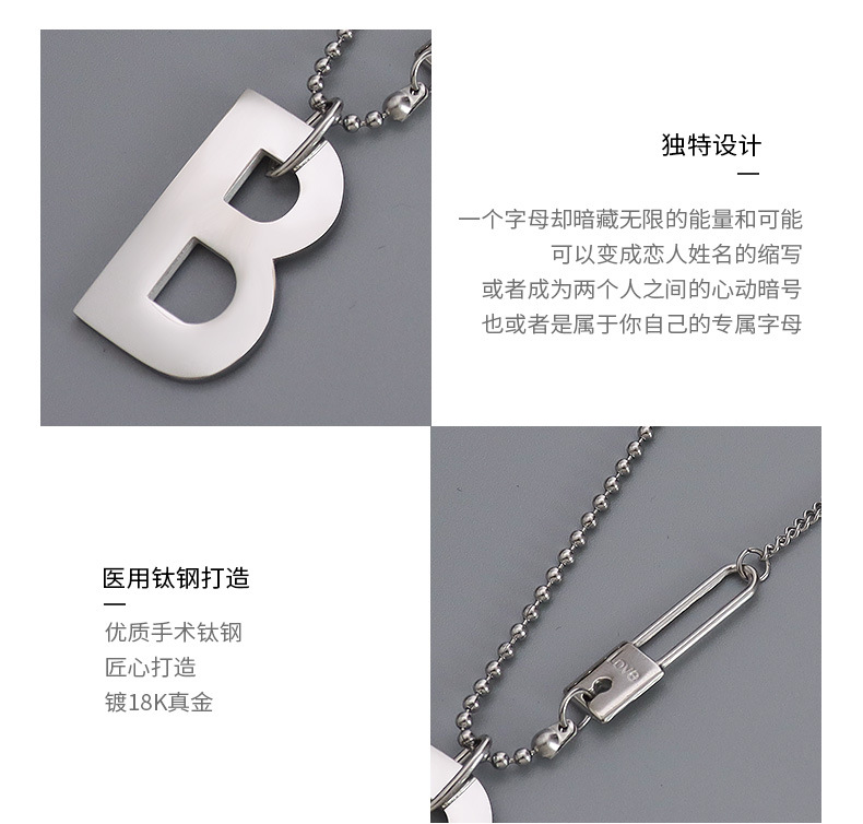 Collier En Acier Titane Simple Lettre B En Gros display picture 4