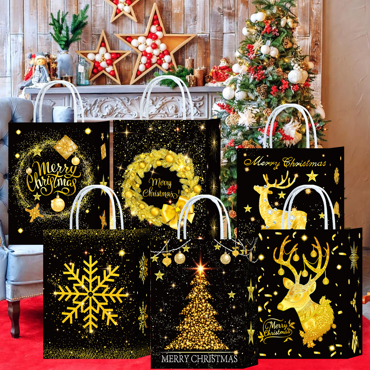 跨境牛皮纸袋礼品袋子手提高级感生日聚会高颜值礼品袋高级感批发