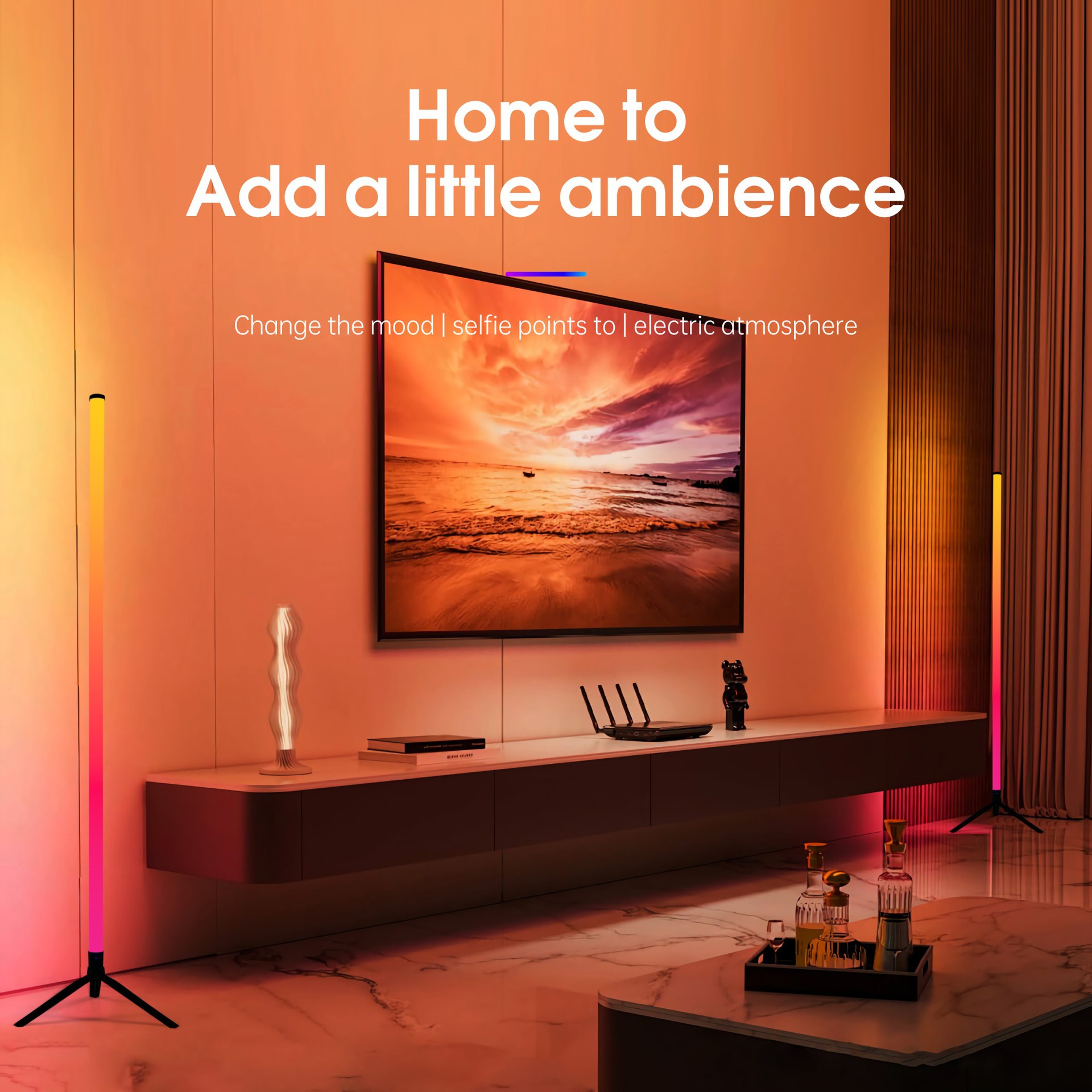 Control remoto + APP Bluetooth 1,2 metros de luz de atmósfera de suelo 2 paquetes