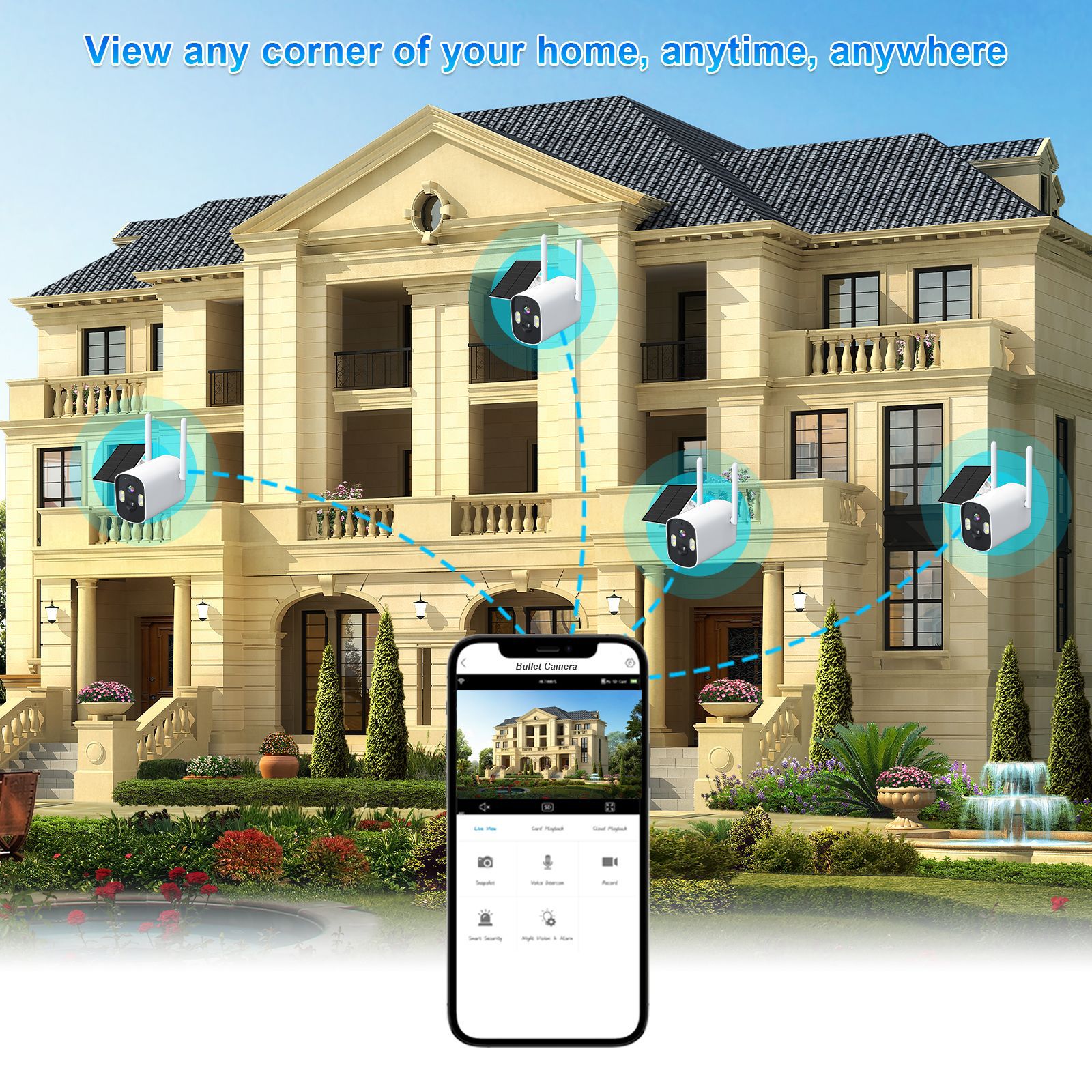 Fuente de fábrica al aire libre máquina de pistola impermeable energía solar de baja potencia explosión transfronteriza inalámbrica AI cámara de monitoreo inteligente