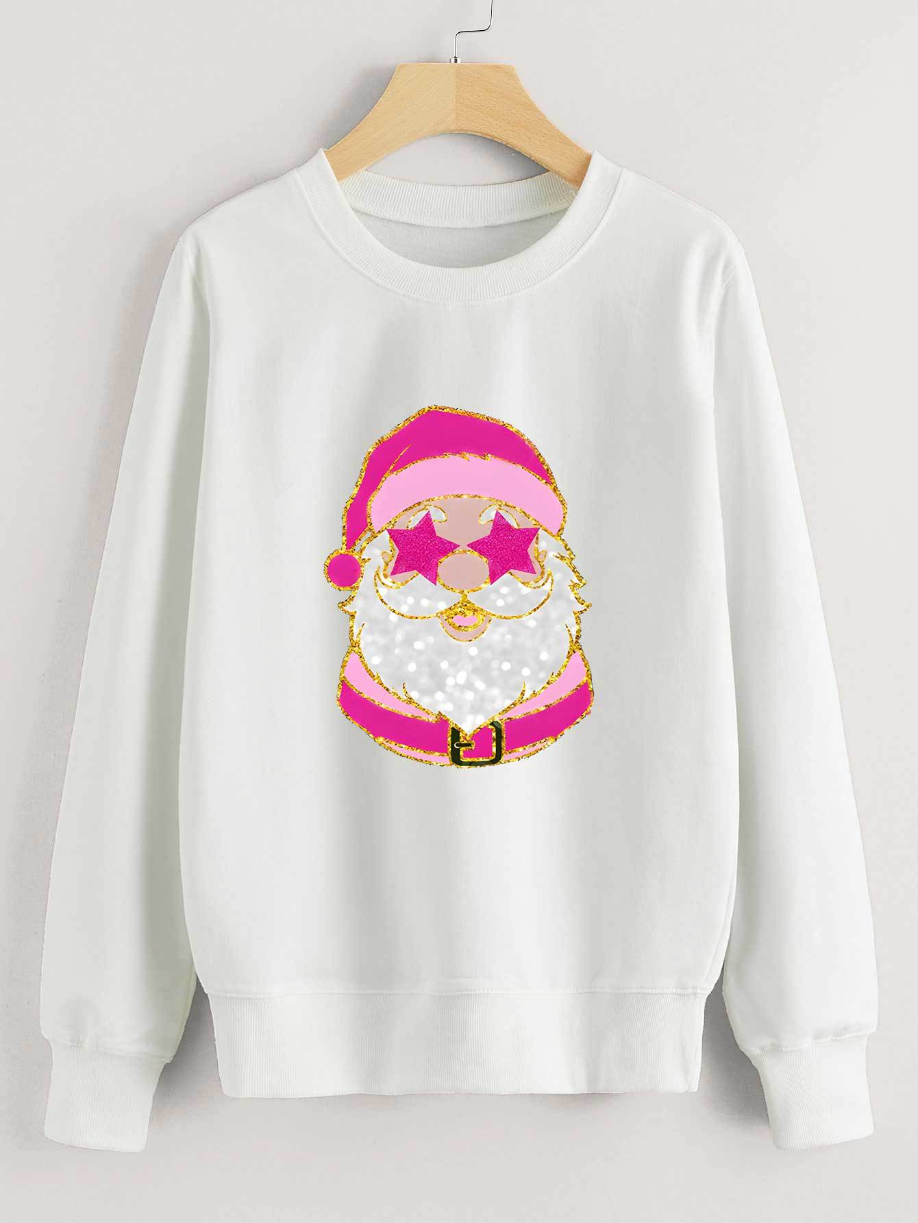 Santa Claus ojos estrella Navidad mujeres Comercio exterior suéter de cuello redondo Amazon EB manga larga dibujos animados image 2