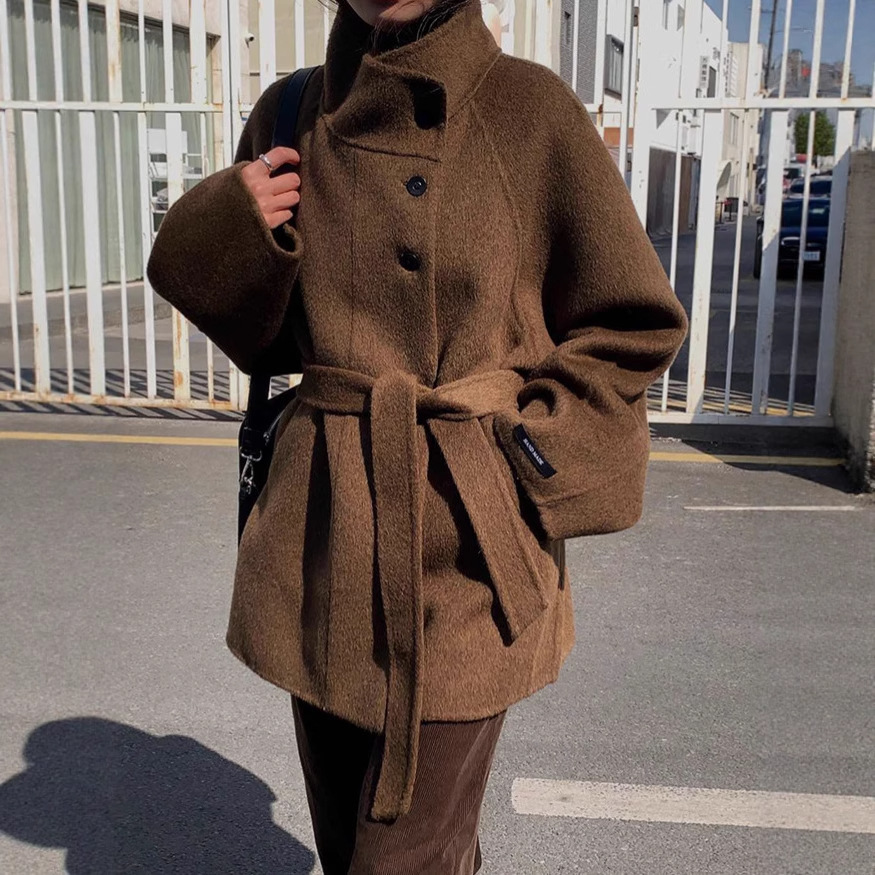 2025 New Autumn Style 880g Sheep Wool Double-Sided Woolen Handmade Short Outwear Design Jacket for Women