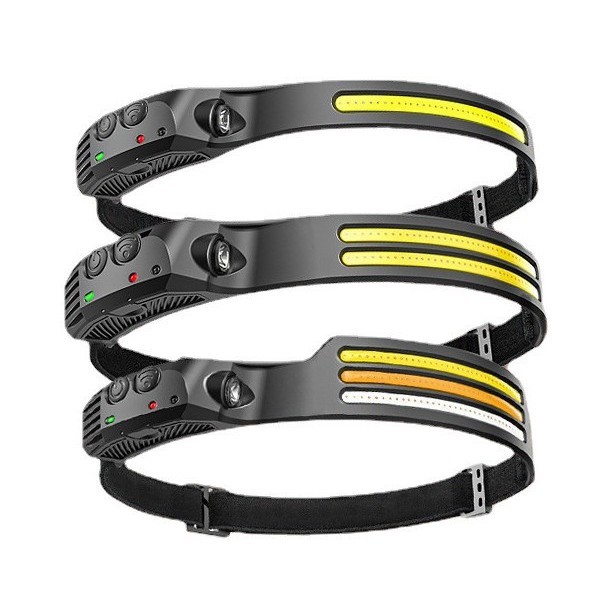 Cross-Border Mountaineering Headlight Wave Sensor Cob Headlight Outdoor Cycling Light USB Charging Night Running Light Strong Light Headlight