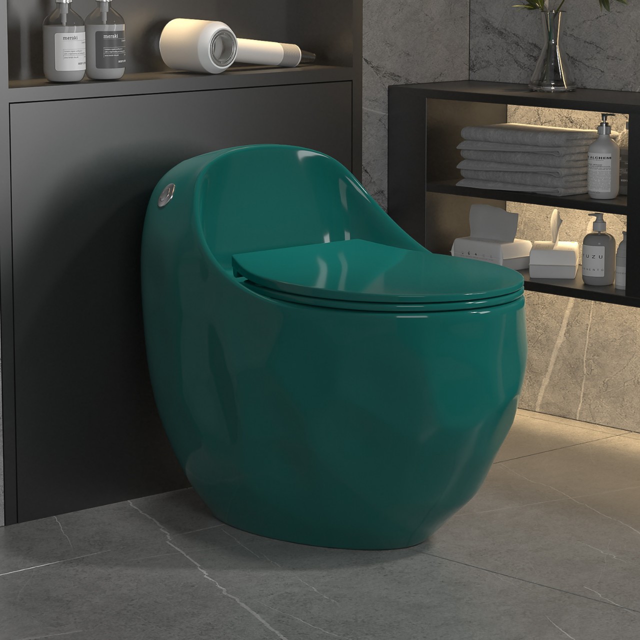 Color redondo inodoro creativo personalizado sifón silencioso descarga inodoro gran tubo huevo asiento ahorro de agua