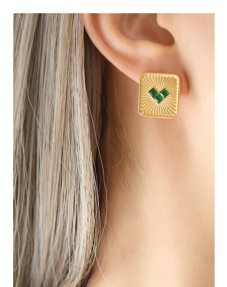 Fashion Heart Shape Titanium Steel Plating Inlay Glass Zircon Earrings Necklace