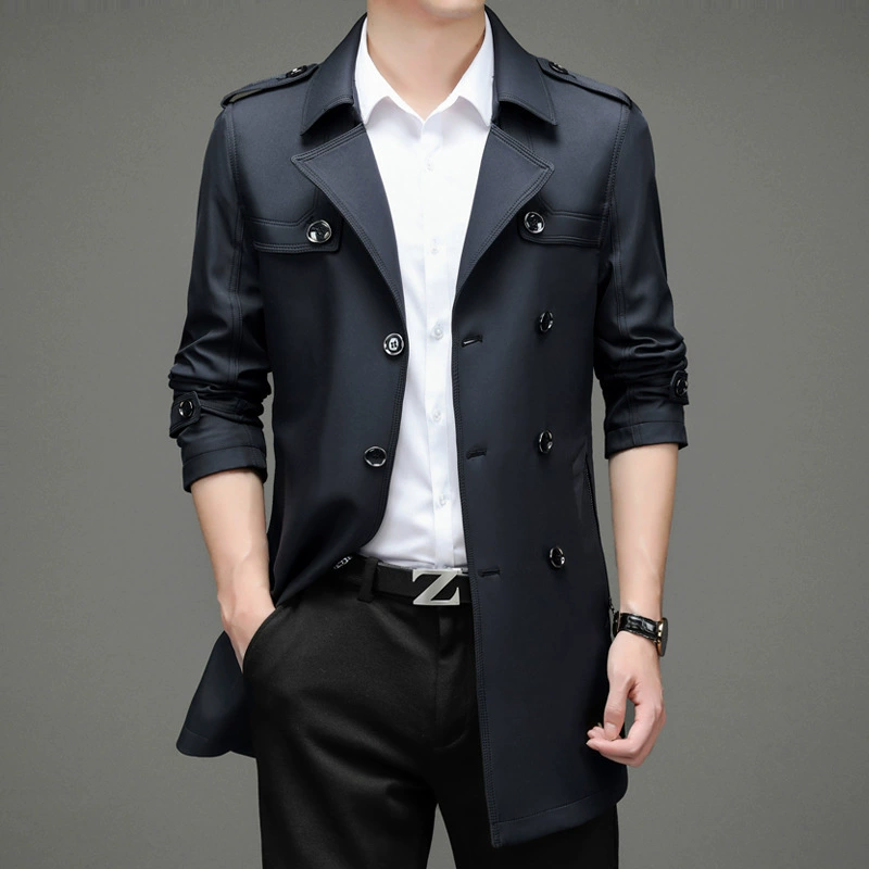 Jacket for leisure, trend long thin colored warm long-sleeve, mid-length
